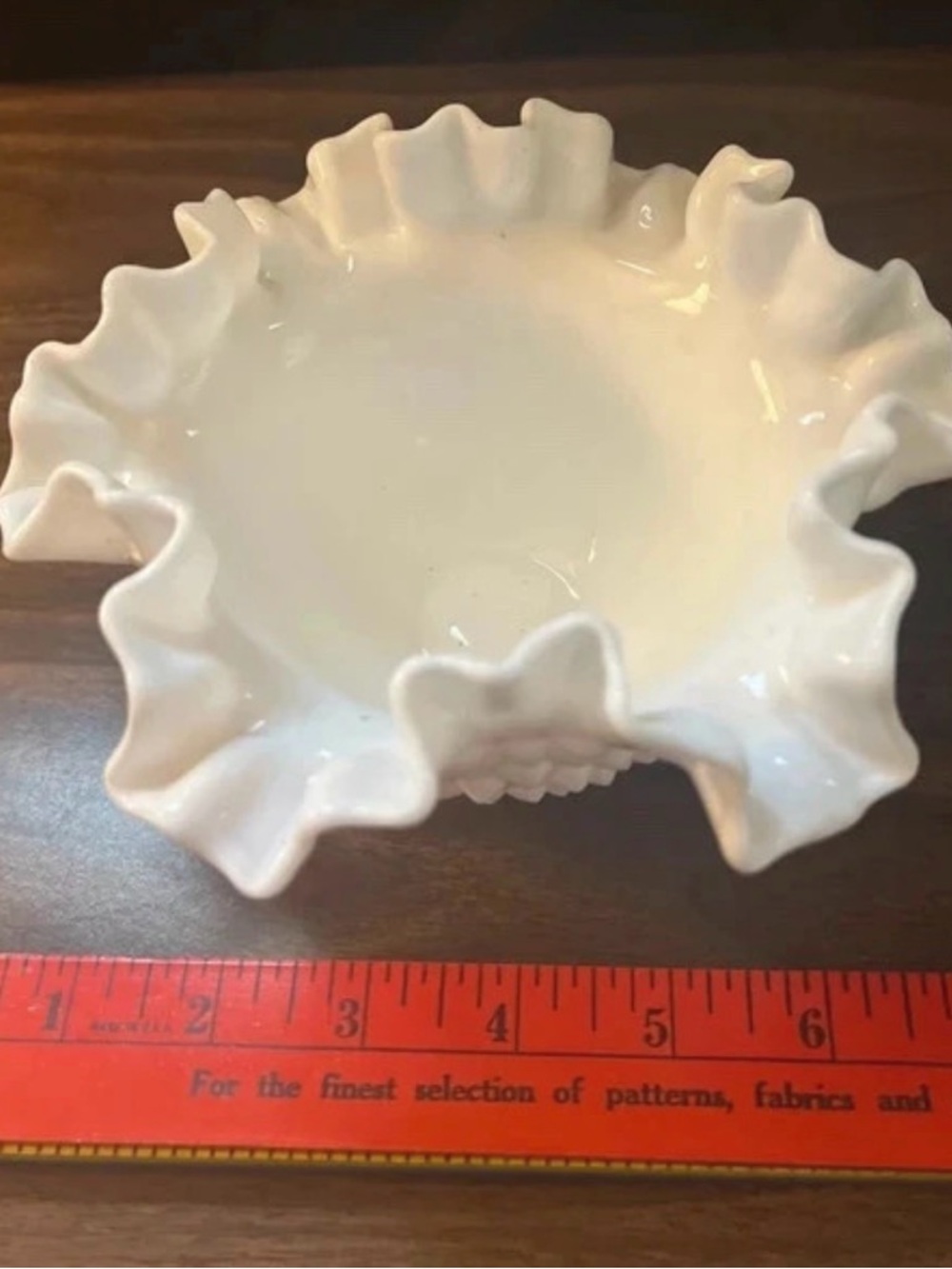 Fenton White Ruffled Milk Glass Dish